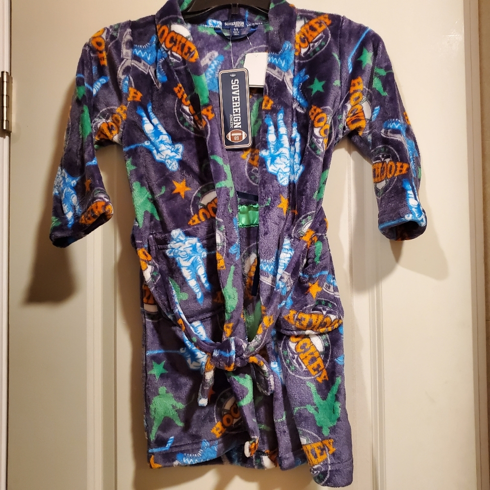 Sovereign Athletic Hockey Robe Pockets Pajamas Boys Size 2 3